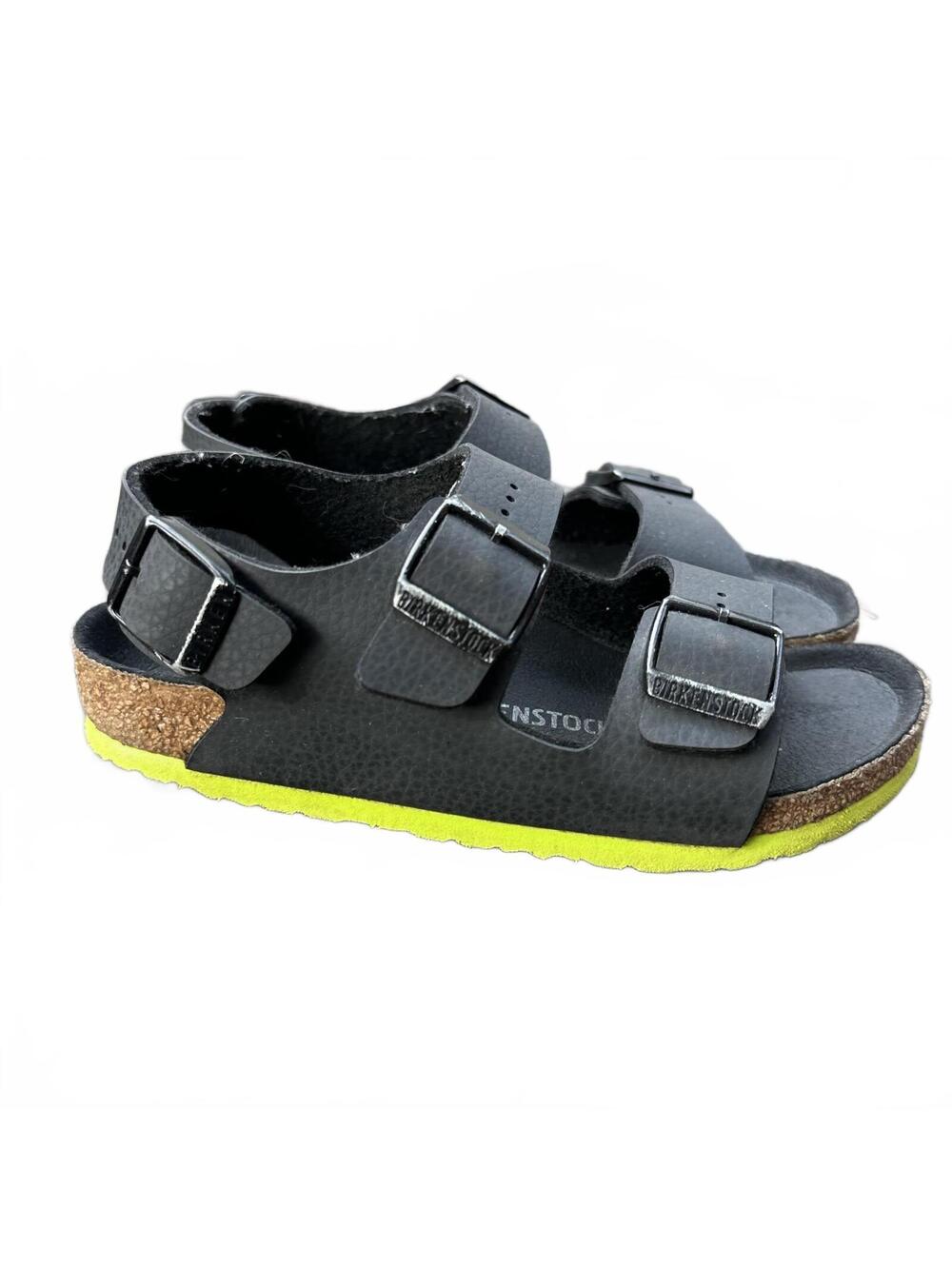 Birkenstock Kid's Arizona Birko-Flor Camo in Desert Soil Black Lime size 29